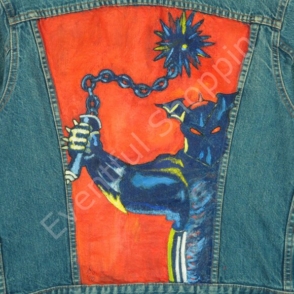 Vintage Levis Jacket Mens 42 M Blue Type 3 Denim Painted 1980s Made In Canada - Picture 5 of 14